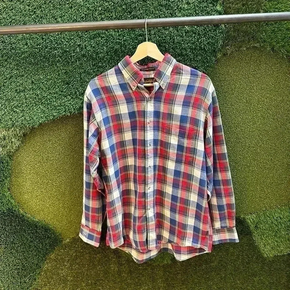 Vintage Eddie  Bauer Bainbridge Plaid Flannel Medium - Picture 1 of 5